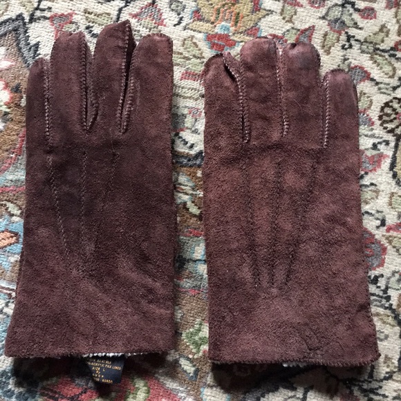 Brown suede glove fleece lined - Picture 1 of 7